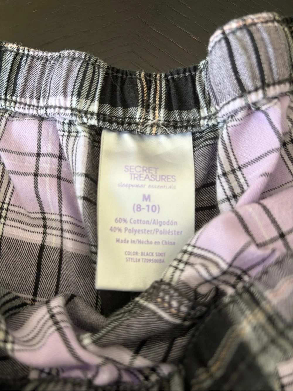Secret Treasures Plaid Lounge Shorts - light purple & Black